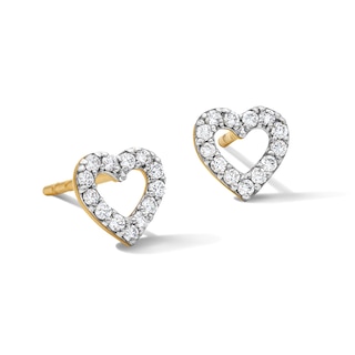 10K Gold 1/8 CT. T.W. Lab-Grown Diamond Open Heart Studs