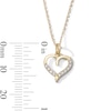 10K Solid Gold 1/10 CT. T.W. Lab-Grown Diamond-Lined Open Heart Pendant - 18"