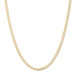 14K Gold Plated 3mm Flat Curb Chain Bracelet - 7.5"