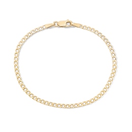 14K Gold Plated Flat Curb Chain Anklet - 10"