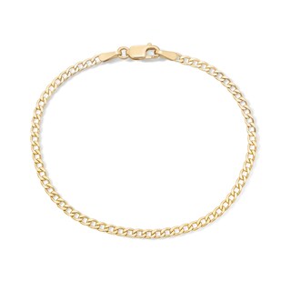 14K Gold Plated Flat Curb Chain Anklet - 10"