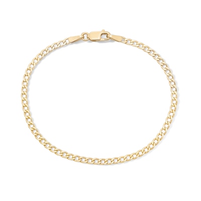 14K Gold Plated Flat Curb Chain Anklet - 10"