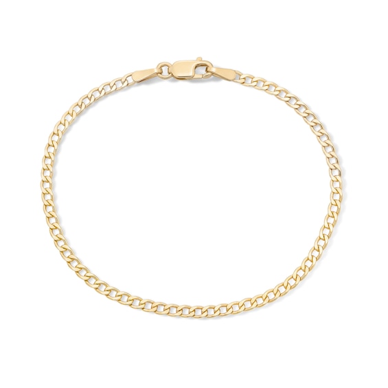 14K Gold Plated Flat Curb Chain Anklet - 10"