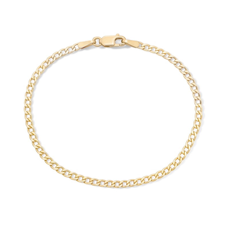 14K Gold Plated Flat Curb Chain Anklet - 10"