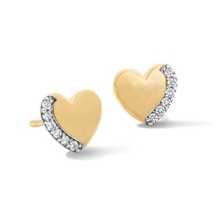 10K Solid Gold 1/20 CT. T.W. Lab-Grown Diamond Heart Studs