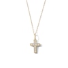 10K Solid Gold 1/10 CT. T.W. Lab-Grown Diamond Pavé Cross Pendant - 18"