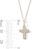 10K Solid Gold 1/10 CT. T.W. Lab-Grown Diamond Pavé Cross Pendant - 18"