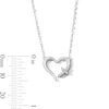 Solid Sterling Silver 1/20 CT. T.W. Lab-Grown Diamond Heart Cross Pendant - 18"