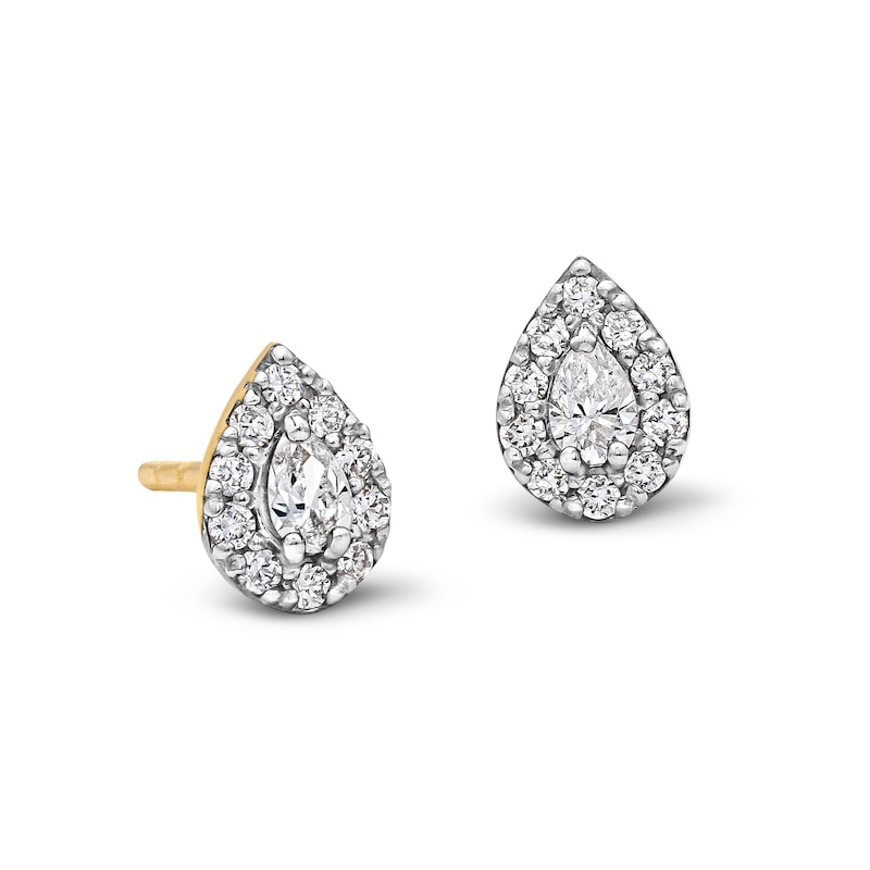 Main Image 1 of 10K Solid Gold 1/3 CT. T.W. Lab-Grown Diamond Halo Pear Studs