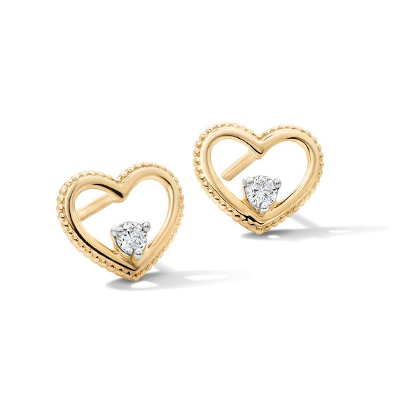 10K Solid Gold 1/20 CT. T.W. Lab-Grown Diamond Open Heart Studs