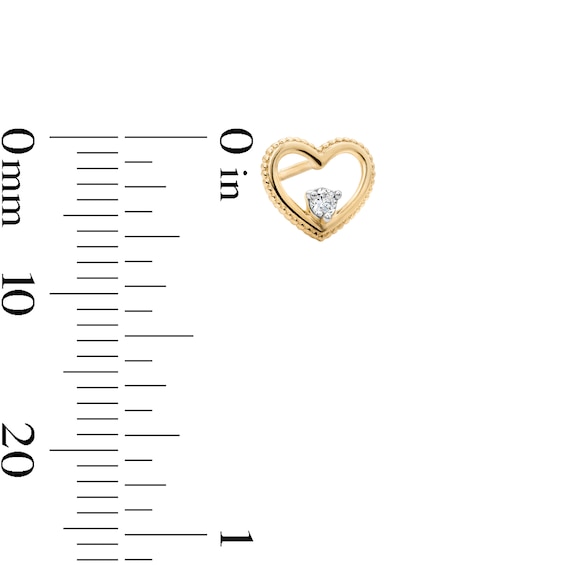 10K Solid Gold 1/20 CT. T.W. Lab-Grown Diamond Open Heart Studs