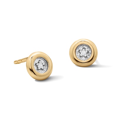 10K Solid Gold Lab-Grown Diamond Accent Solitaire Bubble Studs