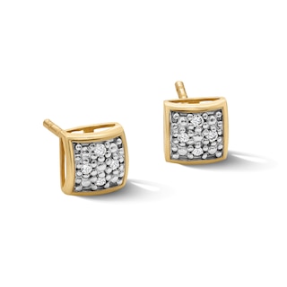 10K Solid Gold 1/20 CT. T.W. Lab-Grown Diamond Cluster Square Studs