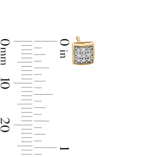 10K Solid Gold 1/20 CT. T.W. Lab-Grown Diamond Cluster Square Studs