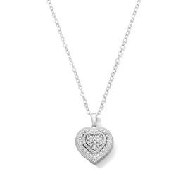 Solid Sterling Silver 1/20 CT. T.W. Lab-Grown Diamond Composite Heart Pendant - 18"