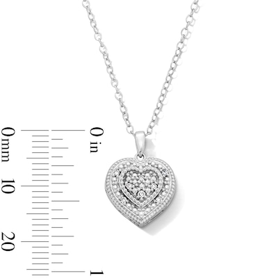 Solid Sterling Silver 1/20 CT. T.W. Lab-Grown Diamond Composite Heart Pendant - 18"