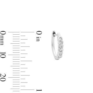Solid Sterling Silver 1/10 CT. T.W. Lab-Grown Diamond Bezel Huggie Hoops
