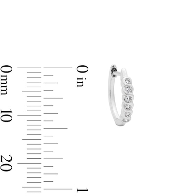 Solid Sterling Silver 1/10 CT. T.W. Lab-Grown Diamond Bezel Huggie Hoops