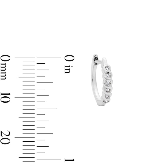 Solid Sterling Silver 1/10 CT. T.W. Lab-Grown Diamond Bezel Huggie Hoops