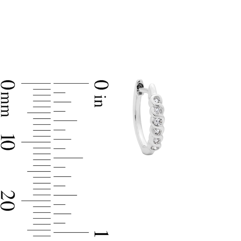 Solid Sterling Silver 1/10 CT. T.W. Lab-Grown Diamond Bezel Huggie Hoops