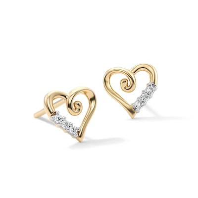 10K Solid Gold Lab-Grown Diamond Accent Open Loop Studs