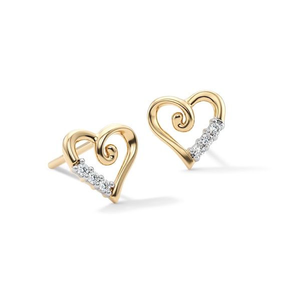 10K Solid Gold Lab-Grown Diamond Accent Open Loop Studs