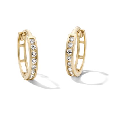 10K Solid Gold 1/6 CT. T.W. Lab-Grown Diamond Single-Row Huggie Hoops