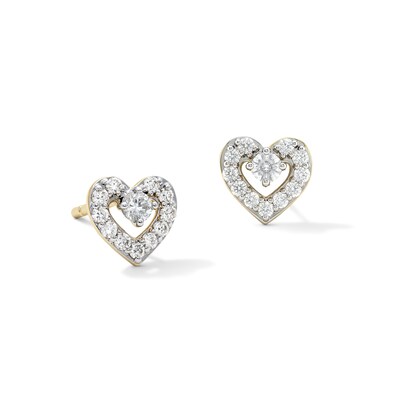10K Solid Gold 1/6 CT. T.W. Lab-Grown Diamond Open Heart Studs