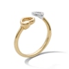14K Gold Plated 1/20 CT. T.W. Lab-Grown Diamond Open Bypass Heart Ring - Size 7