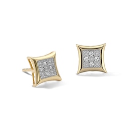 10K Solid Gold 1/20 CT. T.W. Lab-Grown Diamond Concave Square Studs