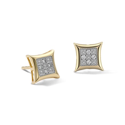 10K Solid Gold 1/20 CT. T.W. Lab-Grown Diamond Concave Square Studs