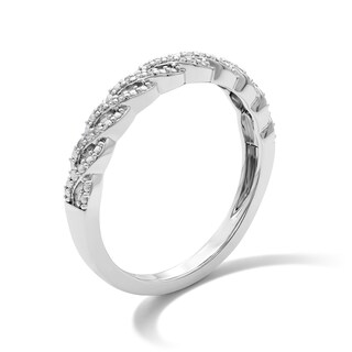 Solid Sterling Silver 1/10 CT. T.W. Lab-Grown Diamond Twist Band - Size 7