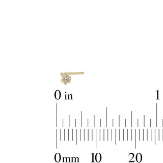 10K Solid Gold CZ Prong, Bezel, and Ball L-Shape Nose Stud Set - 24G 3/8"