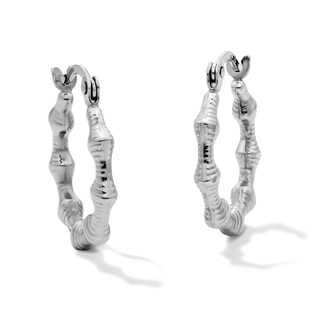 15.3mm Sterling Silver Hollow Bamboo Hoops
