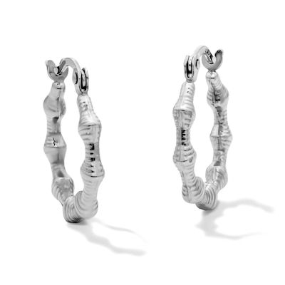 15.3mm Sterling Silver Hollow Bamboo Hoops