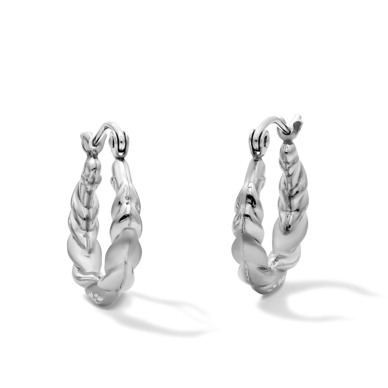 Main Image 1 of 16mm Sterling Silver Diamond-Cut Hollow Swirl Hoops