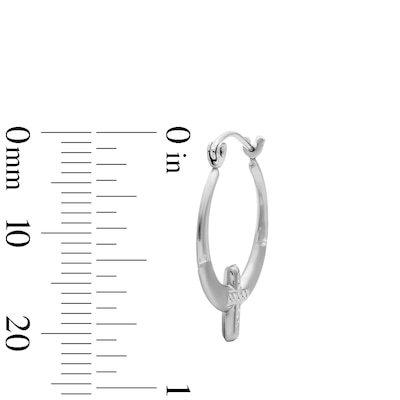 17mm Sterling Silver Satin Finish Hollow Cross Hoops
