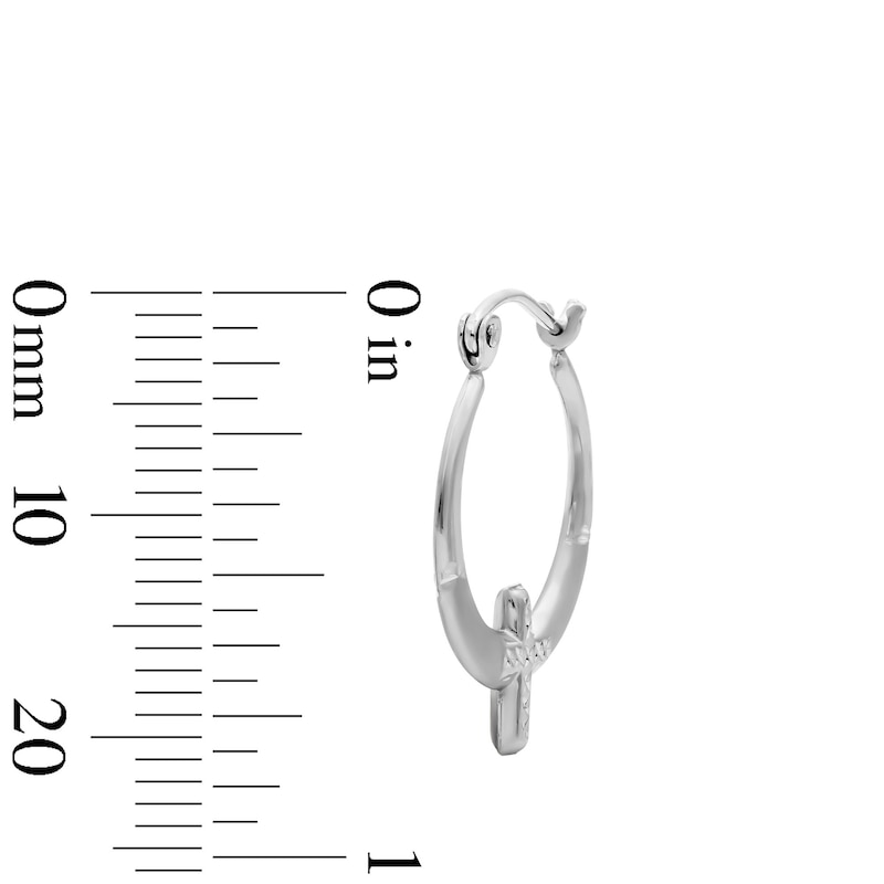 Main Image 2 of 17mm Sterling Silver Satin Finish Hollow Cross Hoops