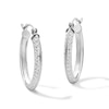 Thumbnail Image 1 of 17mm Sterling Silver Diamond-Cut Hollow Oval Hoops