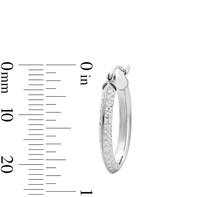 Main Image 2 of 17mm Sterling Silver Diamond-Cut Hollow Oval Hoops