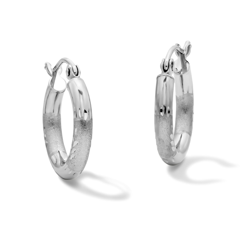 Main Image 1 of 15mm Sterling Silver Satin-Finish Hollow Tube Hoops