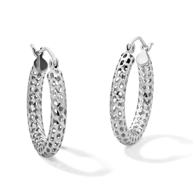 Main Image 1 of Hollow Sterling Silver 20mm Mesh Tube Hoops
