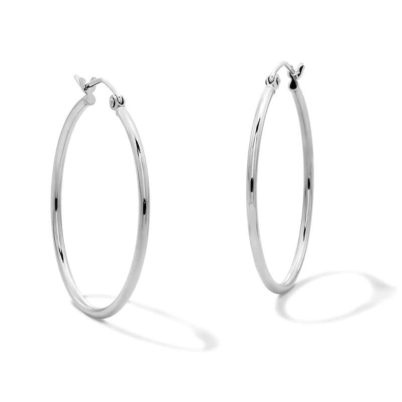 Main Image 1 of 30mm Sterling Silver Hollow Tube Hoops
