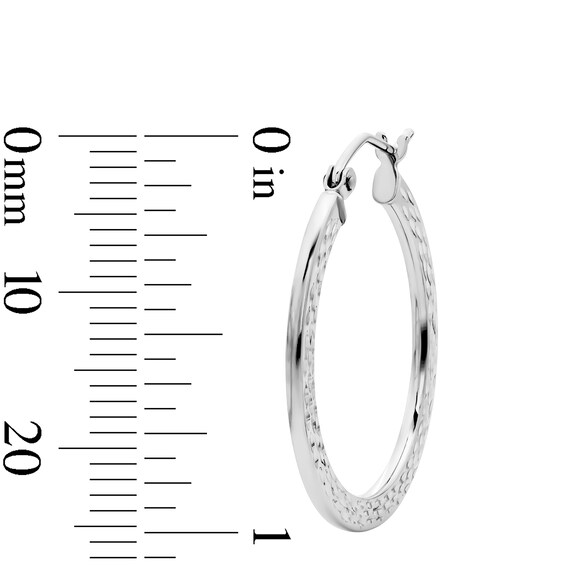 Hollow Sterling Silver 15mm Flat Tube HoopsHollow Sterling Silver 25mm Diamond-Cut Hoops