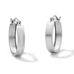 Hollow Sterling Silver 15mm Flat Tube Hoops