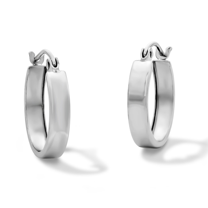 Main Image 1 of 15mm Sterling Silver Hollow Flat Tube Hoops
