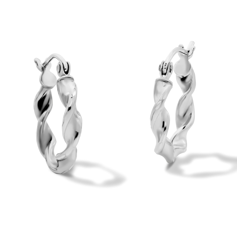 Main Image 1 of 15mm Sterling Silver Diamond-Cut Twist Hoops