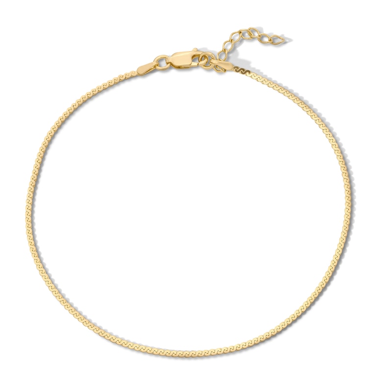 14K Gold Plated Serpentine Chain Bracelet - 7.5"