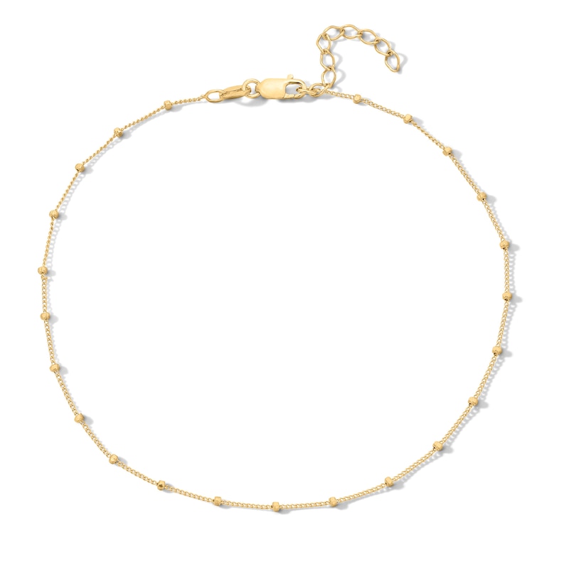 Main Image 1 of 14K Gold Plated Bead Chain Anklet - 10"