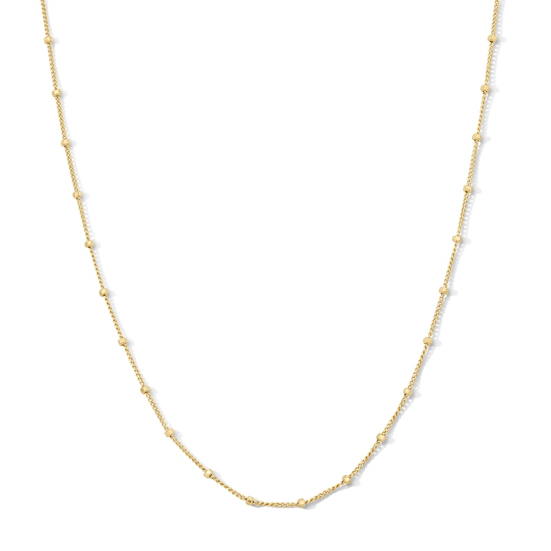14K Gold Plated 1mm Saturn Bead Chain - 18"